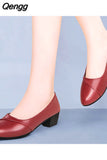 Niulatu Women Soft Leather Low Heel Shoes Comfortable Soft Sole Middle-aged Sandals Mid Heel Work Shoes New Arrival 2025 DJSE
