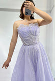 Niulatu Lilac A-Line Tulle Prom Dress With Sequins HZ1007