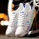 Niulatu Women Shoes 2025 Fashion Graffiti PU Sneakers Women Spring/Autumn Casual Women Shoes Plus Size 11 Colorful White Shoes DJSE
