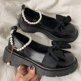 Niulatu Strap Mary Janes Shoes for Women Autumn 2025 Thick Heels Platform Loafers Woman High Heels Cute Bowtie Lolita Shoes DJSE