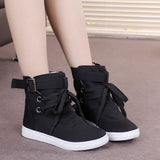 Niulatu autumn round head high-top belt buckle decoration front lace-up canvas shoes breathable women's shoes 2025 DJSE