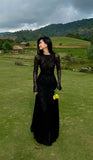 Niulatu Lace Sexy A Line Long Sleeve Evening Dress Prom Dresses Formal Gown HZ0113