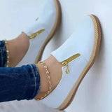 Niulatu Women's Casual Shoes Fashion Solid Color Platform Hemp Rope Flats Lightweight Comfortable Side Zip Loafers Zapatillas Mujer DJSE