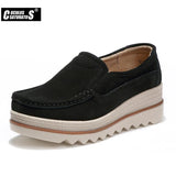 Niulatu Women Flat Platform Shoes Flats Women Cut-out Suede Leather Slip on Thick Heels Loafers Ladies Creepers Women 509 DJSE