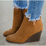 Niulatu Women's High Boots Wedges Heels Woman 2025 Ankle Boots Female Fashion Zip Ladies Short Shoes Footwear Winter Pumps Plus Size 43 DJSE