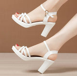Niulatu 32-43 Block Heel Platform Sandals Women Wedding Shoes Summer 2025 Elegant Leather High Heels Sandals Ladies Office DJSE