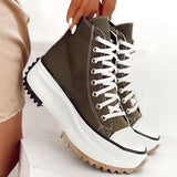 Niulatu Women Platform Canvas Sneakers Lace-Up High Top Female Casual Shoes Fashion Zebra Pattern Lace Up Lady Sports Boots DJSE