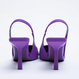 Niulatu Heels 2025 Summer Suit Comfort Shoes For Women Sandals Female Purple New Girls Low Pointed High Black Big Large Size DJSE