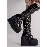 Niulatu 43 Design Platform Thick Heel Mid Calf Boots Women Punk Cool Gothic Black Buckle Shoes Woman High Boots Women's Boots DJSE