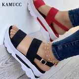 Niulatu Women Sandals Fashion Ladies Platform Sandals Woman Summer Sandals Buckle Non-Slip Beach Sandals Women Wedge Shoes DJSE