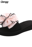 Niulatu Women Sandals Summer Platform Wedge Beach Indoor Slippers Rhinestone Butterfly Flip Flops Shoes Female Elegant Slides Plus Size DJSE