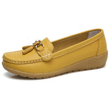 Niulatu Women Shoes Loafers Female Moccasins Shoes Summer Genuine Leather Women Flats Slip On Women Loafers Flats Tassel Plus Size DJSE