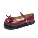 Niulatu Women 2025 Lolita shoes bow red white Autumn Singles Japanese Cute Round Head Soft Girl Loli Shoes Mary Jane shoes DJSE