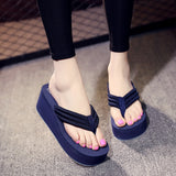 Niulatu Women Summer Shoes Woman 2025 Wedge Rubber Flip Flops Heeled Mules Candy Colors Platform Female Beach Slippers White 39 DJSE