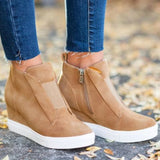 Niulatu Women's Wedge Sneaker Vulcanize Shoes Fashion Zip Leopard Increase Within Zapatos De Mujer New Fashion for Girl DJSE