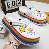 Niulatu Cartoon Summer Clogs Women Platform Sandals Casual Women EVA Sandals Rainbow Bottom Garden Shoes Women sandalias verano DJSE