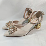 Niulatu Women Fashion High Quality Beige Wedding Shoes 2025 Bling Crystal High Heels Shoes Female Elegant Pearl Thick Heels Pumps DJSE