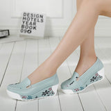 Niulatu Women's Genuine Leather Platform Shoes Wedges White Lady Casual Shoes Swing Mother Shoes Size DJSE