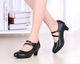 Niulatu Leather Black OL Work Shoes Women Low Heels Pumps 2025 Spring New Lady Casual Shoes Flower Pumps For Womens DJSE