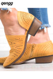 Niulatu 2012 Fashion Women Boots Spring Summer Block Low Heel Ladies Booties PU Leather Hollow Out Ankle Platform shoes DJSE