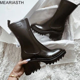 Niulatu Chunky Heel Rain boots for Women Thick Sole Ankle Boots Designer Brand Chelsea Boots Mid calf Rubber Shoes Boots Mujer DJSE