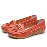 Niulatu Women Shoes Flats Genuine Leather Slip On Shoes For Women Slipony Loafers Nurse Ballerina Tassel Platform Shoes Ladies Plus Size DJSE