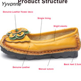 Niulatu Flower Flat Shoes Women's Genuine Leather Moccasins Nurse Shoes Handmade Sewing Women Flats Vintage Ladies Loafers DJSE