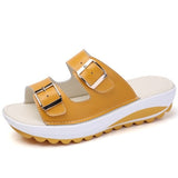 Niulatu Womens Sandals Summer Beach Shoes Women Slipper Plus Size Buckle Slide Sandals Comfort Thick Sole Slippers Wedge DJSE