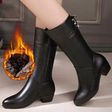 Niulatu Women's Rubber Boots 2025 Spring Winter shoes Female Mid-calf boots Non-slip Fashion PU Leather boots for women Black Elegant DJSE