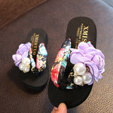 Niulatu New Non-slip Children's Flip-flops Girls Fashion Beach Shoes Pinch Sandals Female Flowers Slippers Women Wear Size DJSE
