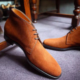 Niulatu for Men Coffee Brown Flock Lace Up Business Shoes for Men with Free Shipping Ankle Boots DJSE
