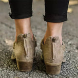 Niulatu Women Footwear Autumn Leopard Canvas Shallow Ankle Boots 2025 Casual Ladies Zip Mid Heels Pointed Toe Female Woman Flats Shoes DJSE