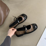 Niulatu Women Flat Shoes Square Toe Retro Mary Janes Loafers Female Belt Buckle Casual Autumn Fashion Lady Chaussure Femme DJSE