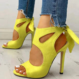 Niulatu Women's Pumps Sexy Peep Toe Colorful Bowknot Female Shoes 2025 Summer Leisure Thin High Heel Lady Sandals Size DJSE