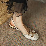 Niulatu Summer Elegant Office Ladies Shoes Women Casual Shoes Square Heel Sandals Slip on Woman Flats Vintage Sandals DJSE