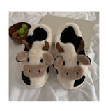 Niulatu Cotton Warm Home Slippers Women's Winter Anti-Skid Thick Bottom Plush Indoor Household Shoes Lovely Cow Animal Slipper DJSE