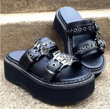 Niulatu Gothic Style Vampire Cosplay Platform Wedges Woman Shoes Sandals Summer Cosy Fashion Women Shoes Slipper Sandals DJSE