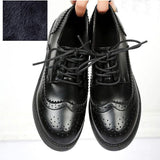 Niulatu Women Brogue Shoes Oxford Flats Autumn Spring Woman Full Black Office Ladies Female Derby Shoes DJSE