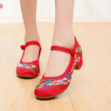 Niulatu Women All-match Embroidered Shoes Ladies Dance Wedding Shoes Ethnic Style Hanfu Mid-heel Pumps DJSE