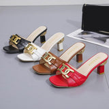 Niulatu Women's Slippers Sandals Shoes Female Golden Metal Chain Ladies Fashion Casual Slides Mules Ytmtloy Indoor Zapato Mujer DJSE