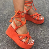 Niulatu Women Summer Fashion Women's Sandals 2025 Women's Wedge Sandals Cross Straps Casual Women's Shoes Women's High Heels DJSE