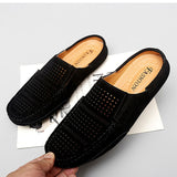 Niulatu Casual Designer Slippers Men Half Shoes Brand Suede Leather Mens Casual Shoes Loafers Breathable Summer Mules Man Slides DJSE