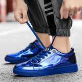 Niulatu Casual Men's Shoes Blue Mirror Glitter Sneakers Men Flat Streetwear Hip Hop Men Luxury Designer Shoes chaussure homme DJSE