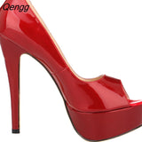 Niulatu leather 14cm women's shoes European and American fight color fish mouth fine with high heels young daily shoes DJSE