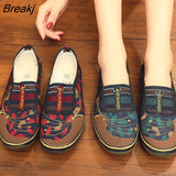 Niulatu Women Flats Shoes Autumn Retro Female Sneakers Old Beijing Cloth Shoes Mujer Slip-On Breathable Lazy Mom Shoes Zapatillas Mujer DJSE