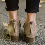 Niulatu Women Footwear Autumn Leopard Canvas Shallow Ankle Boots 2025 Casual Ladies Zip Mid Heels Pointed Toe Female Woman Flats Shoes DJSE
