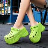 Niulatu Green Platform High Heels Sandals Non-slip Wedges shoes for Women 10 cm Increase Fashion Garden Shoes DJSE