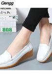 Niulatu Women Shoes 2025 New Leather Flat Shoes Slip On Women Loafers With Wedge Heels Casual Flats Zapatos Mujeres Moccasins Female DJSE