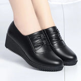 Niulatu Mom Wedges Platform Shoes for Women 2025 Black Leather Sneaker Woman Nurse Shoes Summer Flats DJSE