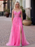 Niulatu Applique Tulle Prom Dresses for Women 2025 Spaghetti Straps Ball Gown Formal Evening Party Gown with HZ1007